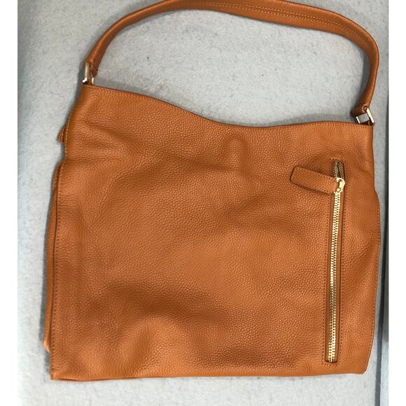 Tote Le Monde Cognac Pebble Leather Shoulder Bag - Picture 9 of 11